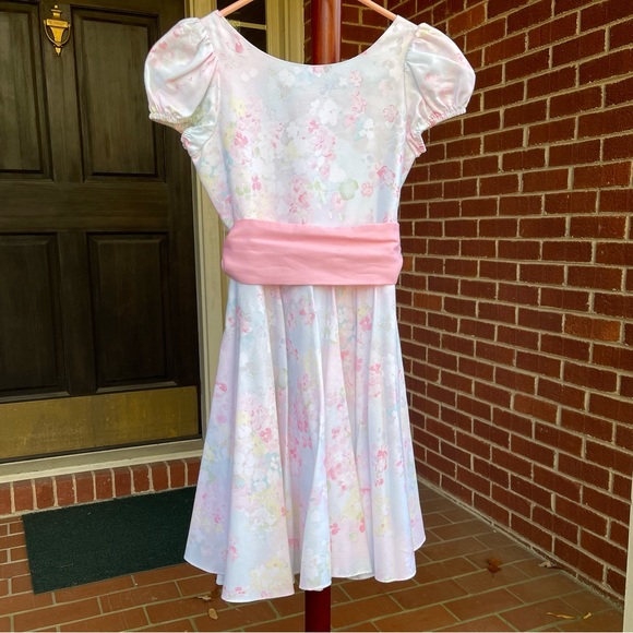 Blueberry Lane 100% Cotton Floral Dress with Detachable Sash Girls Size 8 - Picture 1 of 14